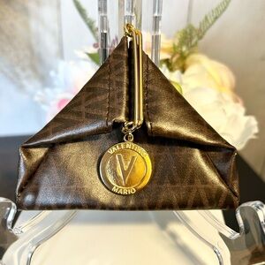 Valentino M Brown and Gold Triangle Coin Purse
